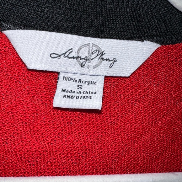 Ming Wang Open Front Jacket-Red Black Textured Fabric-Size Small - Picture 4 of 8